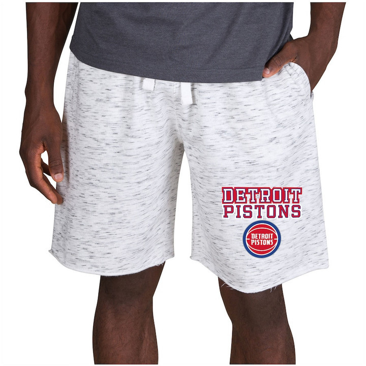 Detroit Pistons Concepts Sport Alley Fleece Shorts - White/Charcoal