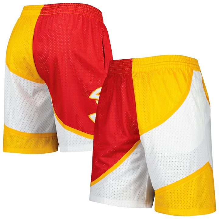 Atlanta Hawks  Hardwood Classics 1986 Split Swingman Shorts - Red/Yellow