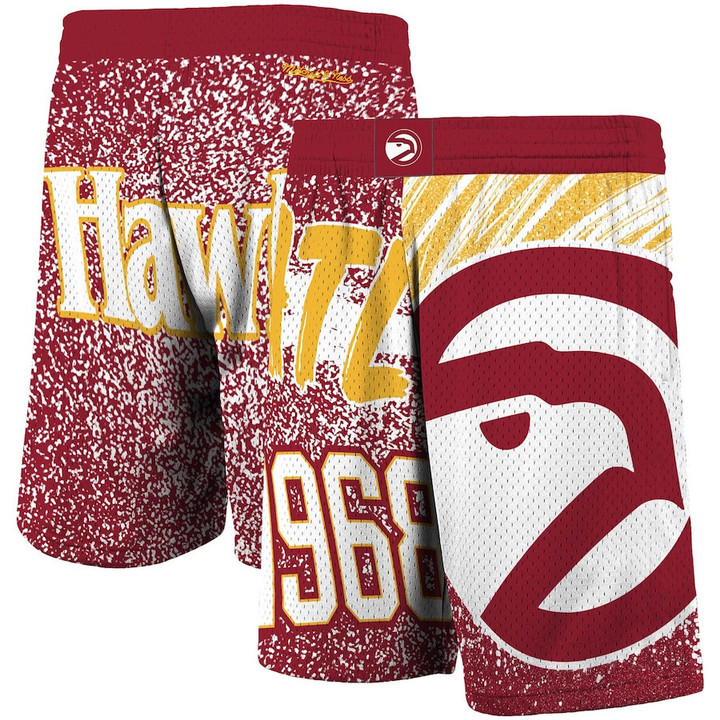 Atlanta Hawks  Hardwood Classics Jumbotron Sublimated Shorts - Red