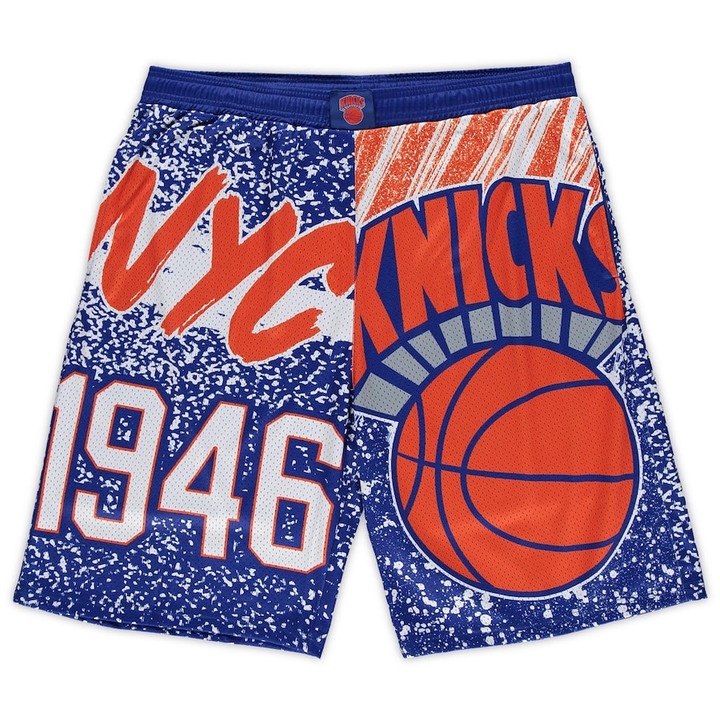 New York Knicks  Big & Tall Hardwood Classics Jumbotron Shorts - Blue
