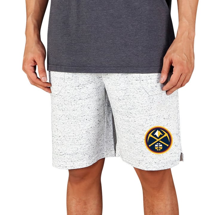 Denver Nuggets Concepts Sport Throttle Knit Jam Shorts - White/Charcoal