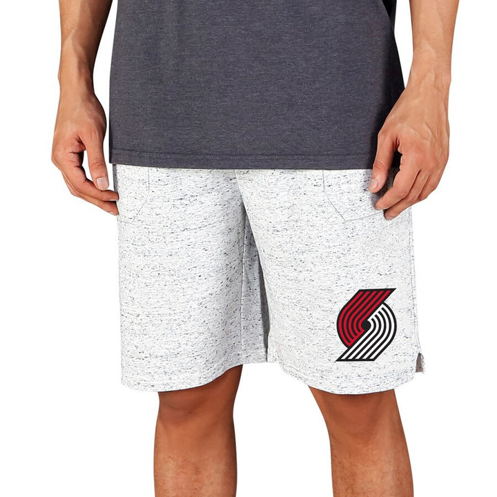 Portland Trail Blazers Concepts Sport Throttle Knit Jam Shorts - White/Charcoal