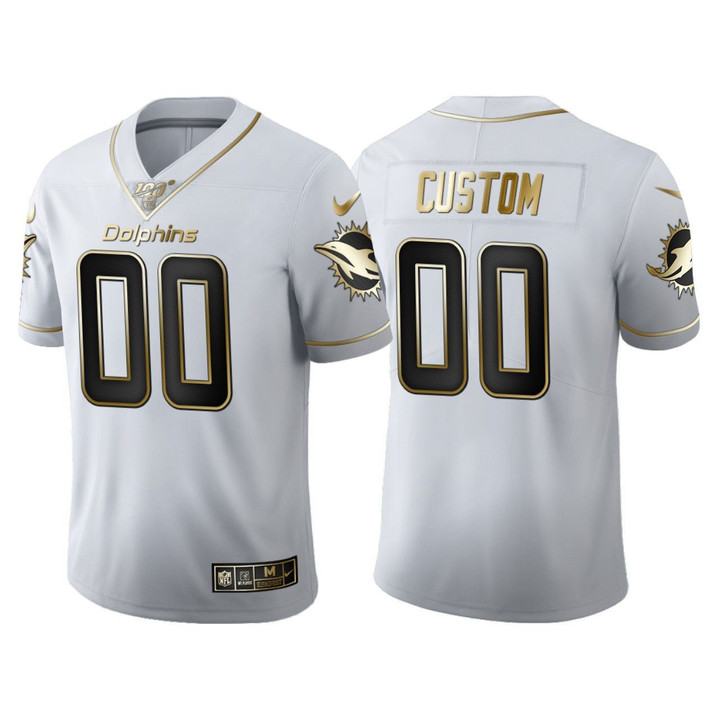 Custom Nfl Jersey, Miami Dolphins Custom White 2020 Draft Golden Edition Jersey