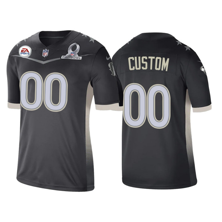 Custom Nfl Jersey, Men's Houston Texans Custom Anthracite 2021 AFC Pro Bowl Game Jersey
