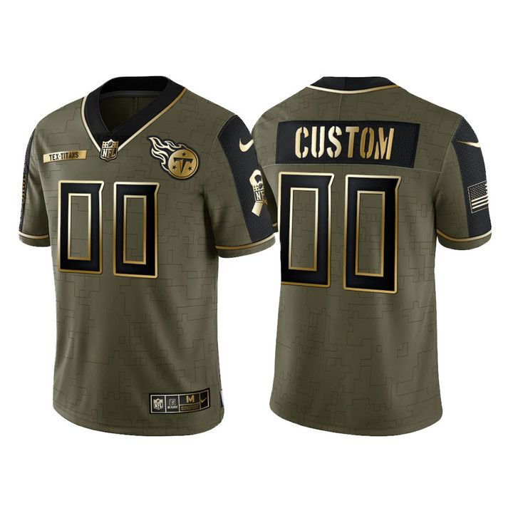 Custom Nfl Jersey, Custom #00 Tennessee Titans 2021 Salute To Service Golden Limited Jersey - Olive