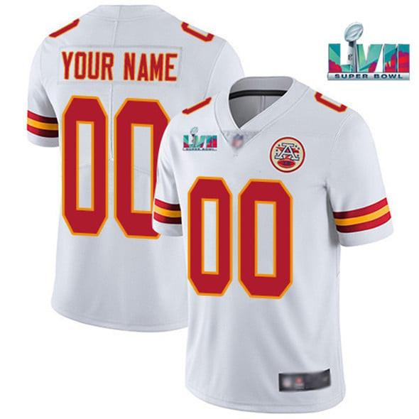 Custom Nfl Jersey, Youth Kansas City Chiefs Custom ACTIVE PLAYER White Super Bowl LVII Patch Vapor Untouchable Limited Stitched Jersey
