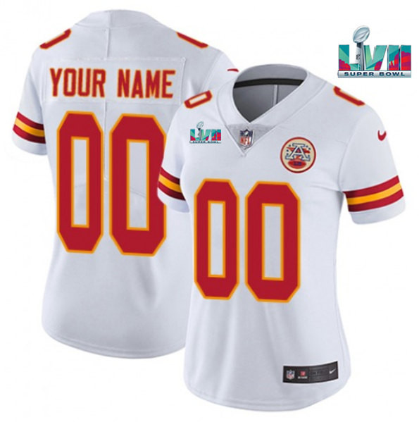 Custom Nfl Jersey, Women's Kansas City Chiefs Customized White Super Bowl LVII Limited Stitched Jersey