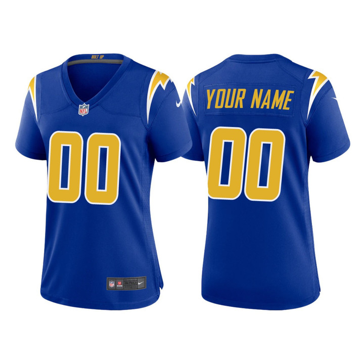 Custom Nfl Jersey, Women Los Angeles Chargers Custom 2020 Royal 2nd Alternate Game Jersey