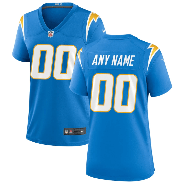 Custom Nfl Jersey, Los Angeles Chargers Women's Home Custom Game Jersey - Powder Blue
