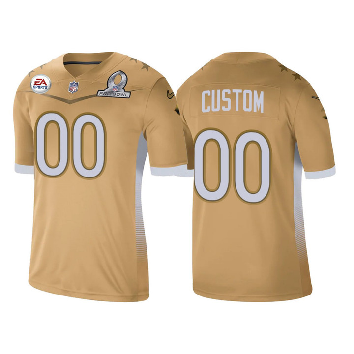 Custom Nfl Jersey, Men's Chicago Bears Custom Gold 2021 NFC Pro Bowl Game Jersey