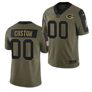 Custom Nfl Jersey, Men's Olive Green Bay Packers ACTIVE PLAYER Custom 2021 Salute To Service Limited Stitched Jersey