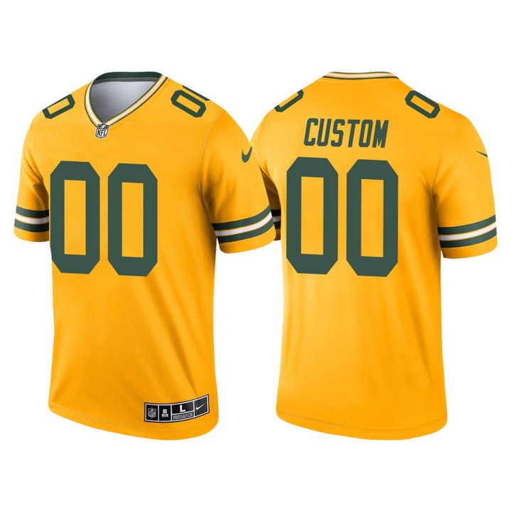 Custom Nfl Jersey, Youth Green Bay Packers #00 Custom 2021 Inverted Legend Jersey - Gold