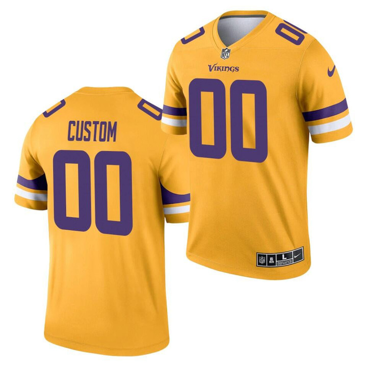 Custom Nfl Jersey, Men's Minnesota Vikings ACTIVE PLAYER Custom Gold 2021 Inverted Legend Stitched Jersey