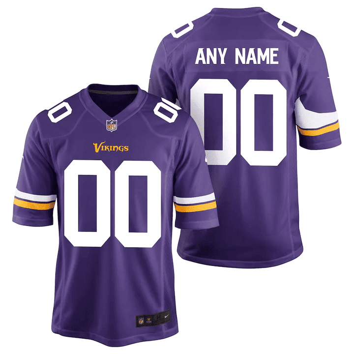 Custom Nfl Jersey, Youth's Minnesota Vikings Home Custom Game Jersey - Purple