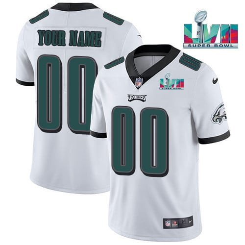 Custom Nfl Jersey, Youth Custom Philadelphia Eagles ACTIVE PLAYER White Super Bowl LVII Patch Vapor Untouchable Limited Stitched Jersey