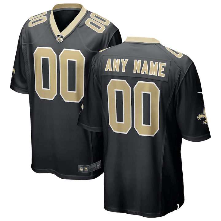 Custom Nfl Jersey, Men's New Orleans Saints Home Custom Game Jersey - Black