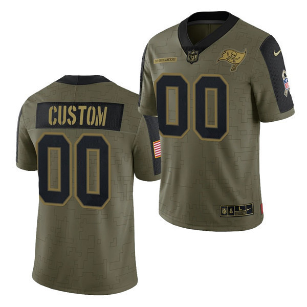 Custom Nfl Jersey, Men's Custom Tampa Bay Buccaneers 2021 Salute To Service Jersey - Limited Olive