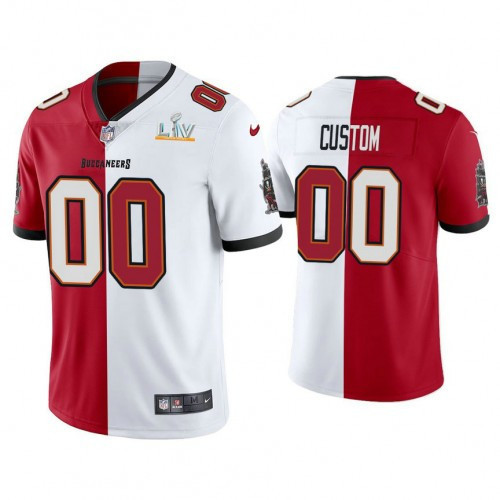 Custom Nfl Jersey, Custom 2021 Tampa Bay Buccaneers #00 Red White Super Bowl LIV Split Jersey