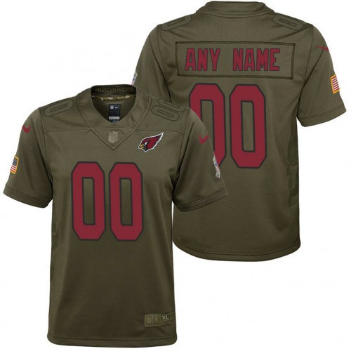 Custom Nfl Jersey, Youth Arizona Cardinals Olive 2017 Salute to Service Game Customized Jersey