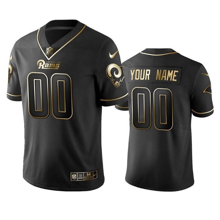 Custom Nfl Jersey, 2019 Los Angeles Rams Custom Black Golden Edition Vapor Untouchable Limited- Men's Jersey