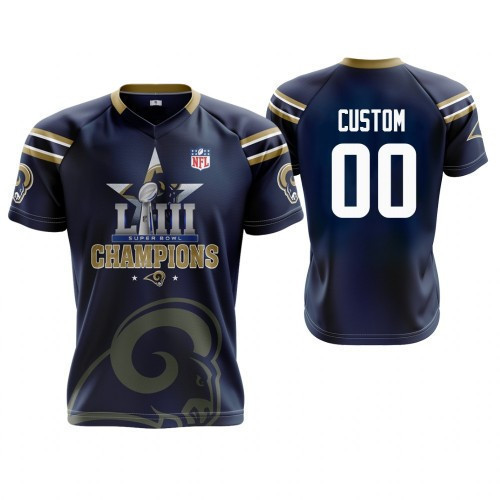 Custom Nfl Jersey, Los Angeles Rams #00 Custom Navy Super Bowl LIII Champions Commemorative Jersey