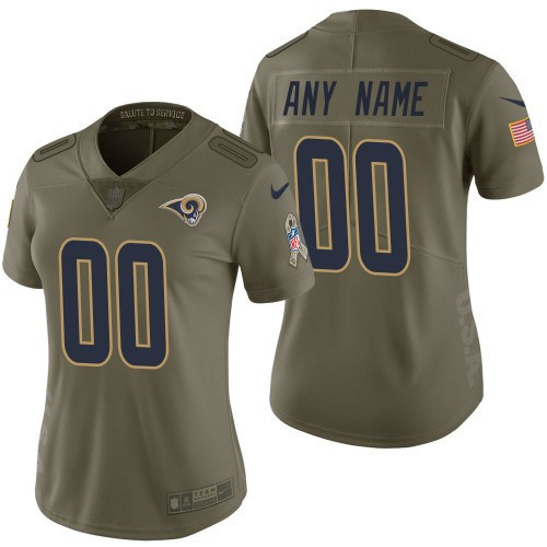 Custom Nfl Jersey, Women Los Angeles Rams Olive 2017 Salute to Service Limited Customized Jersey