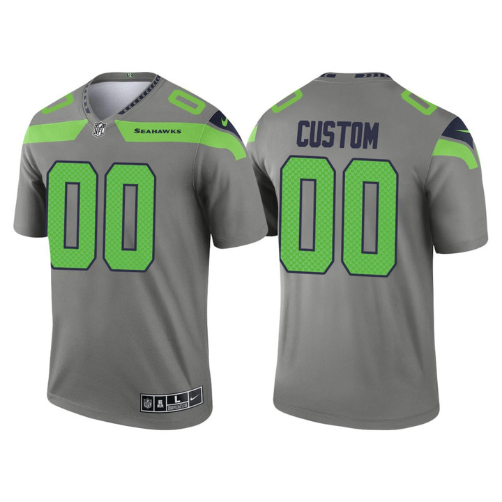 Custom Nfl Jersey, Men's Seattle Seahawks #00 Custom 2021 Inverted Legend Jersey - Steel