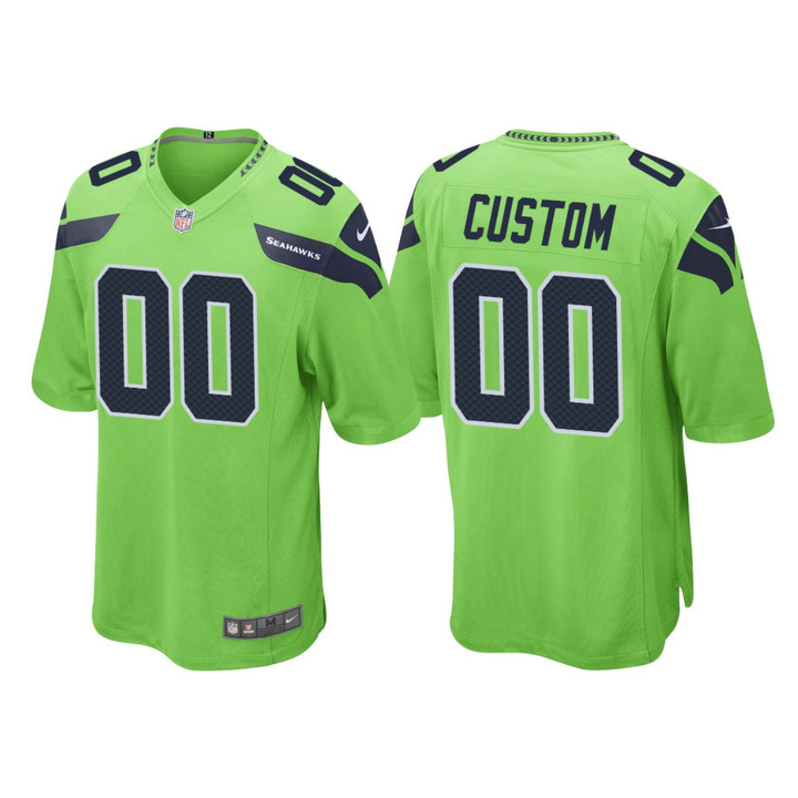 Custom Nfl Jersey, Seattle Seahawks Green Color Rush Legend Customized Jersey