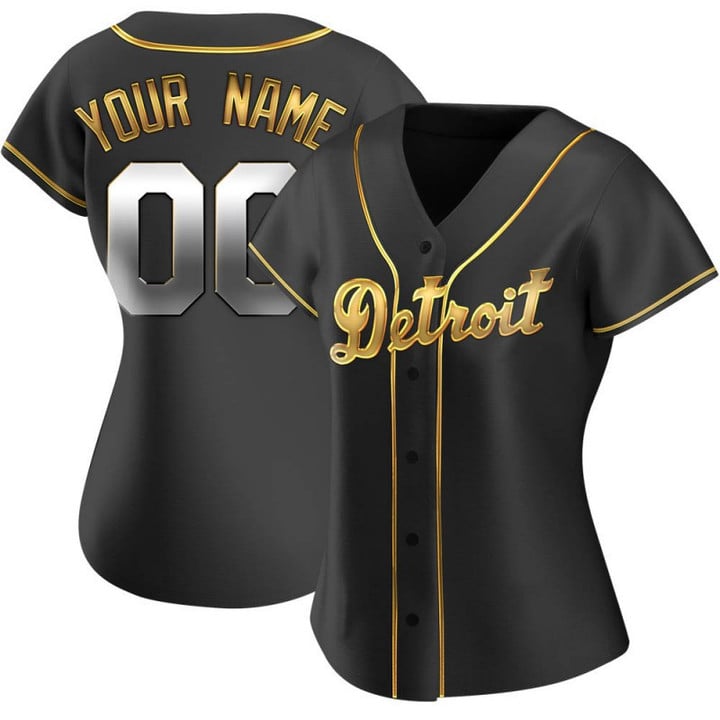 Replica Custom Women's Detroit Tigers Black Golden Alternate Jersey