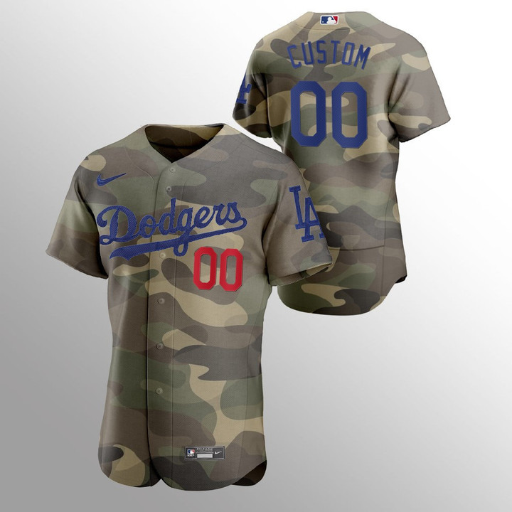 Dodger Jersey Custom, Men's Los Angeles Dodgers Custom 2021 Armed Forces Day Camo Jersey