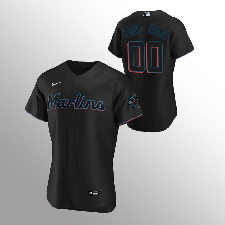 Men's Miami Marlins Custom Black 2020 Alternate Jersey