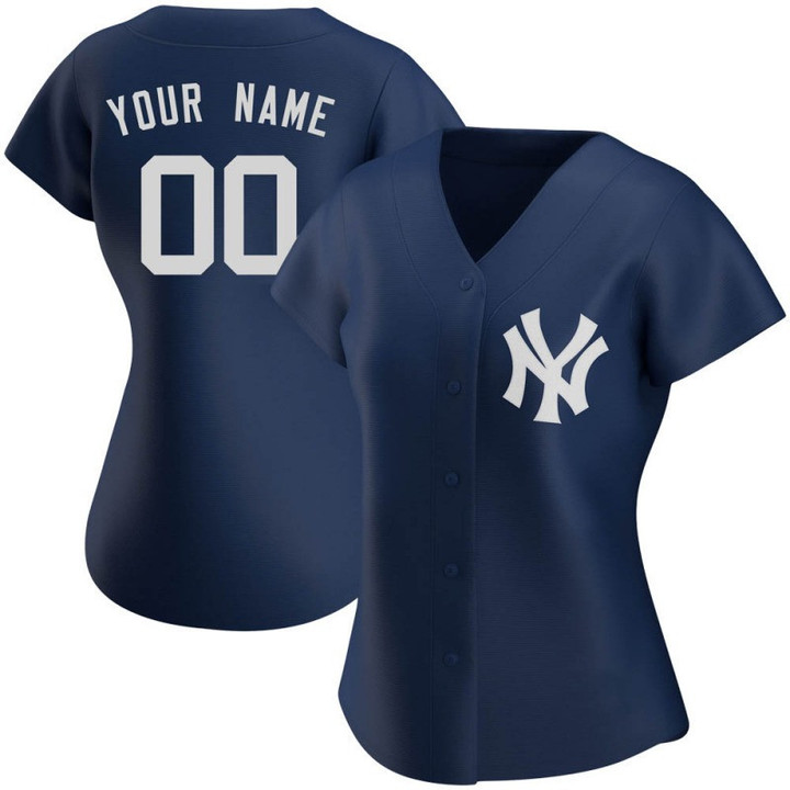 Customized Yankees Jersey, Custom Women'S New York Yankees Alternate Team Jersey - Navy