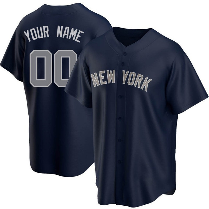 Customized Yankees Jersey, Custom Men'S New York Yankees Alternate Jersey - Navy Replica