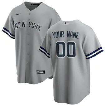 Customized Yankees Jersey, Men's New York Yankees Gray Road Replica Custom Jersey