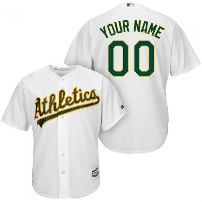 Youth Custom Oakland Athletics  White Home Cool Base Jersey
