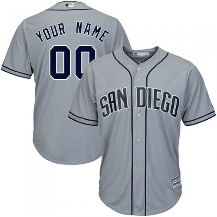 Youth Custom San Diego Padres  Grey Road Cool Base Jersey