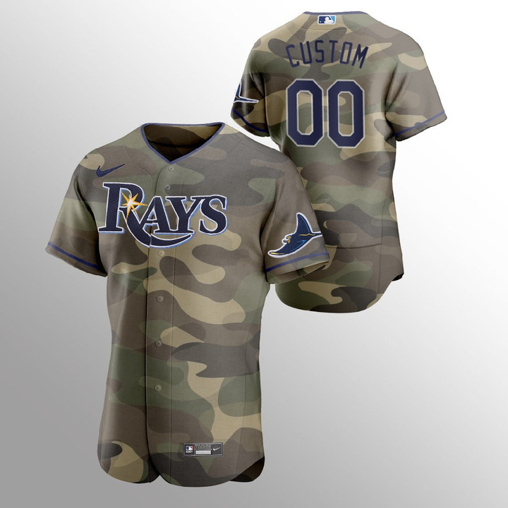 Men's Tampa Bay Rays Custom Camo 2021 Armed Forces Day Jersey