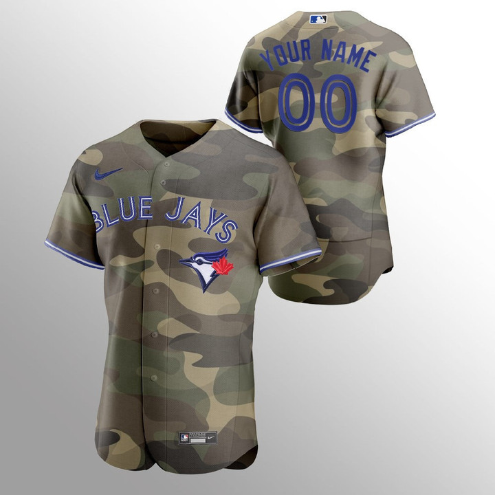 Men's Toronto Blue Jays Custom Camo 2021 Armed Forces Day Jersey