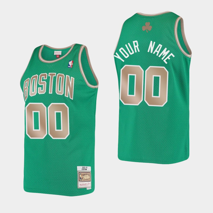 Men's Boston Celtics #00 Custom Hardwood Classics Kelly Green Jersey