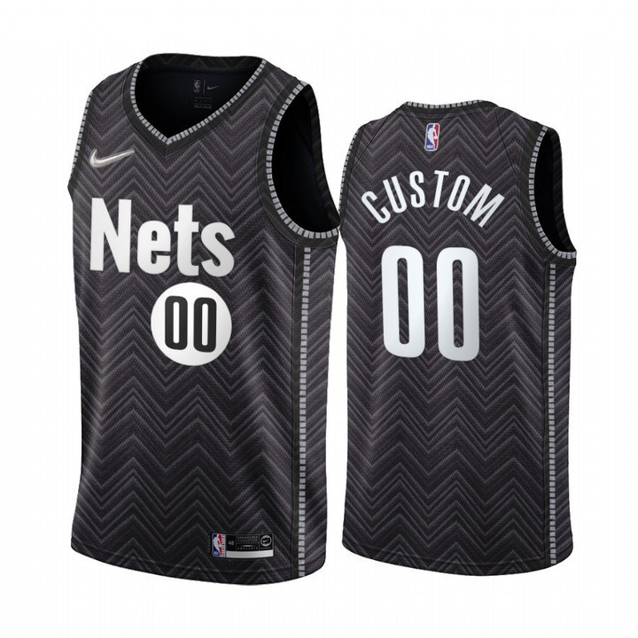 Men's Brooklyn Nets Custom #00 2020-21 Earned Edition Black Swingman Jersey
