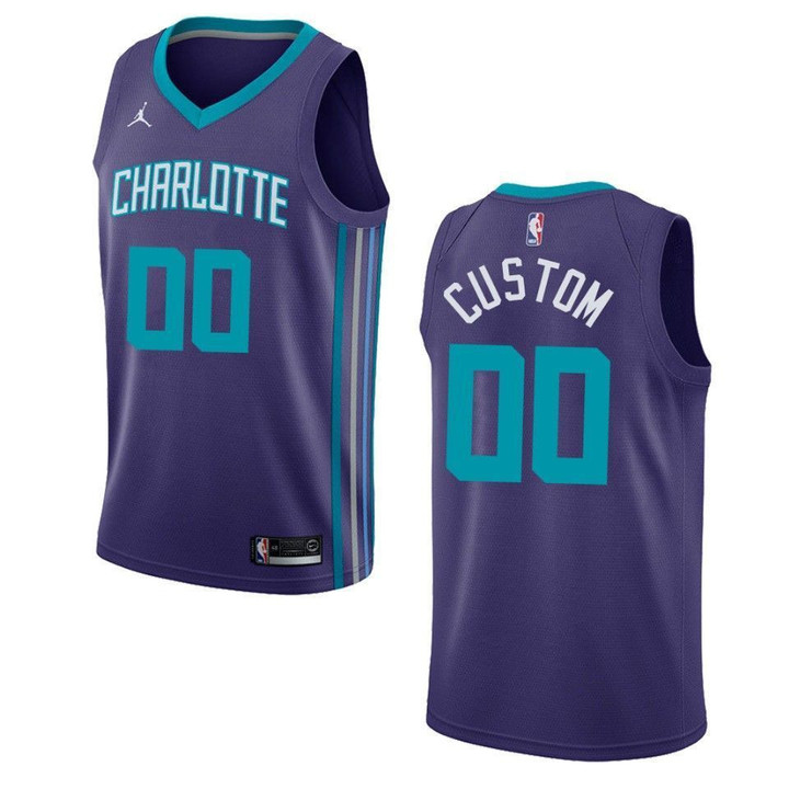 Youth Charlotte Hornets #00 Custom Statement Swingman Jersey - Purple , Basketball Jersey