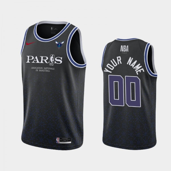Charlotte Hornets #00 Youth's 2020 Paris Game Custom Jersey - Black