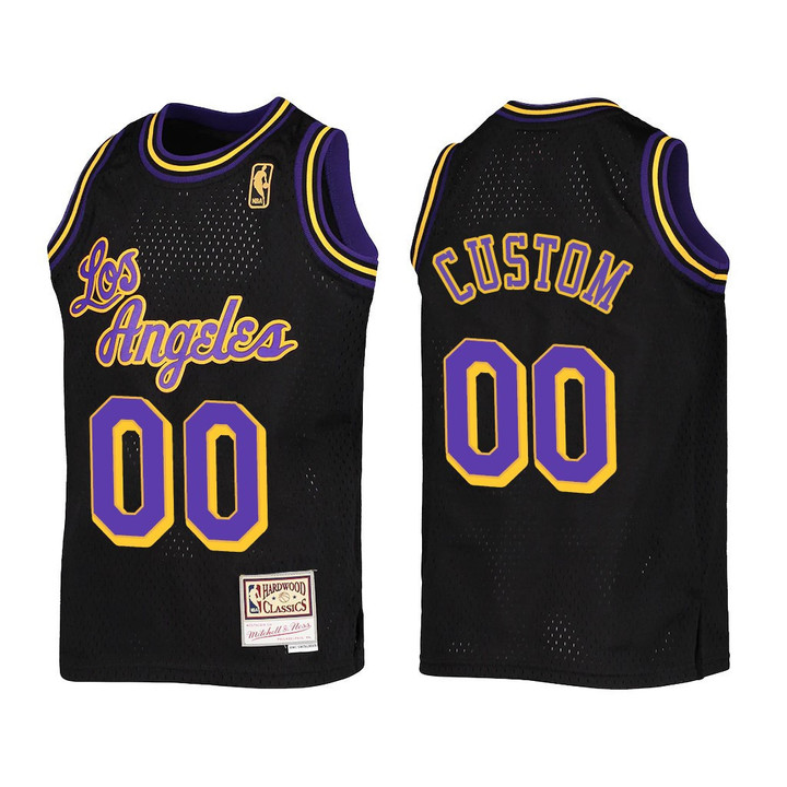 Customize Lakers Jersey, Los Angeles Lakers Custom Reload Youth Black Jersey Throwback