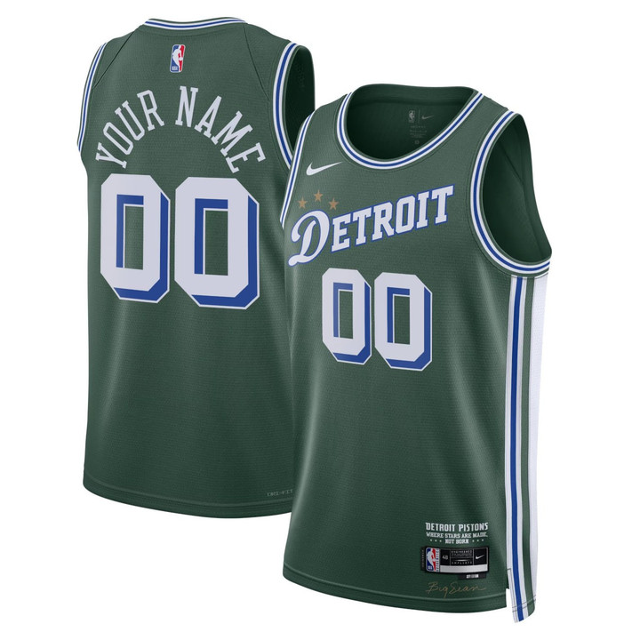 Men's Detroit Pistons Custom #00 2022/23 Fastbreak Jersey - City Edition - Green