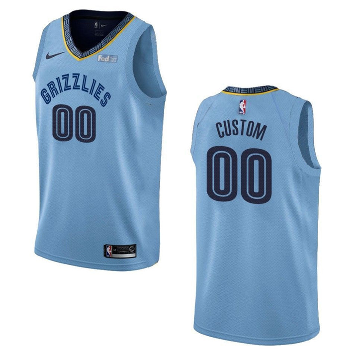 Men's Memphis Grizzlies #00 Custom Statement Swingman Jersey - Blue , Basketball Jersey