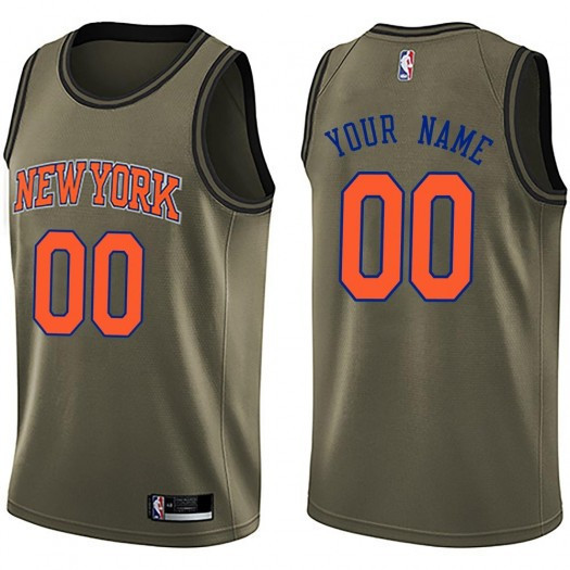 Custom Knicks Jersey, Men's Custom New York Knicks Swingman Green Salute to Service Jersey