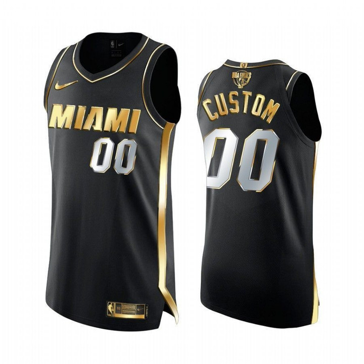 Custom Miami Heat Jersey, Custom Miami Heat 2020 NBA Finals  Black Jersey Golden Limited Edition