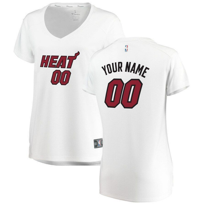 Custom Miami Heat Jersey, Miami Heat Women’s Fast Break Custom Replica Jersey White – Association Edition