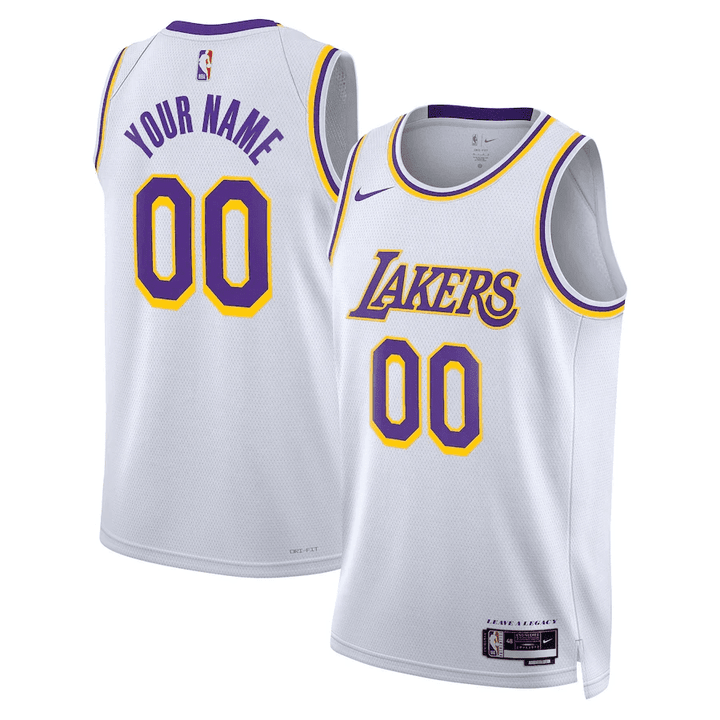 Customize Lakers Jersey, Youth's Los Angeles Lakers Custom White 2022/23 Swingman Jersey - Association Edition