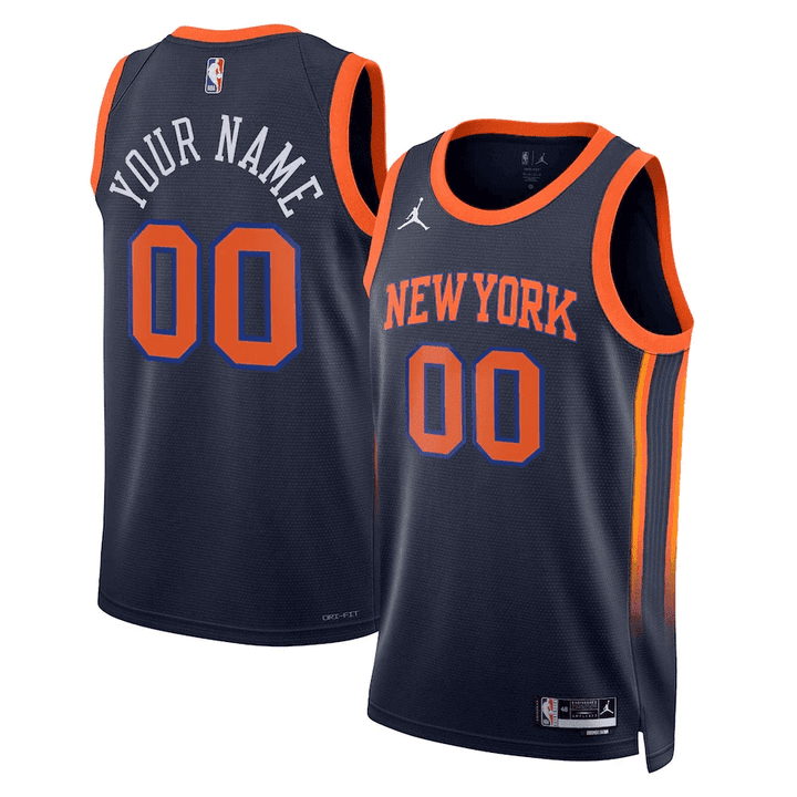 Custom Knicks Jersey, Women's New York Knicks Custom #00 Statement Swingman Jersey 2022/23